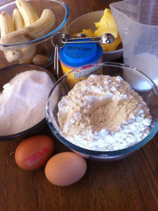 Ingredients for banana bread