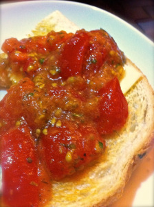 tomato bruschetta is served 