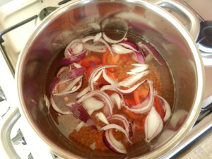 preparation of soup of lentils 