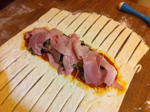 Add the filling to the calzone