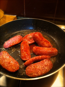 italian sausage are cooked when dark pink 