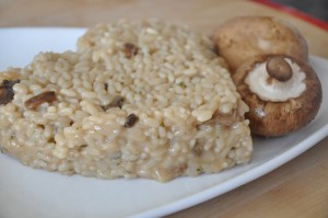 Served mushroom risotto 