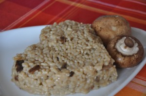 Heart shaped Mushroom risotto served warm