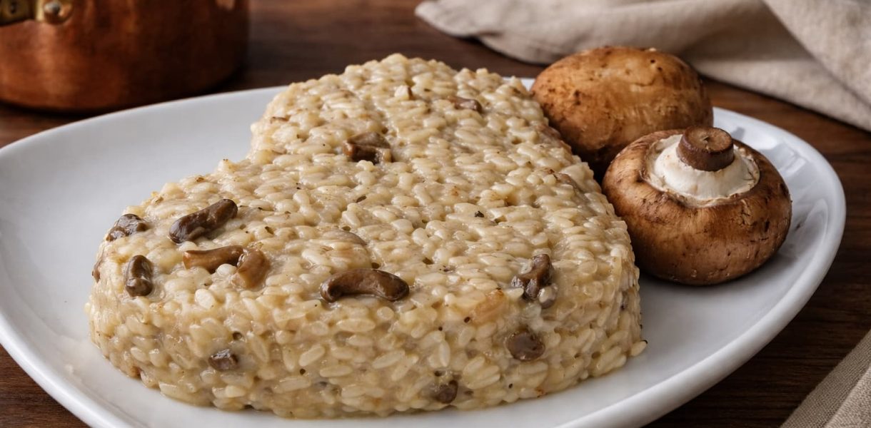 Heart shaped mushroom risotto
