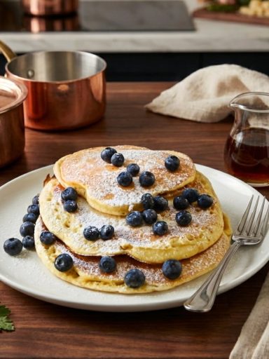 Homemade Blueberry Thick Pancakes Recipe by Ale simple recipes